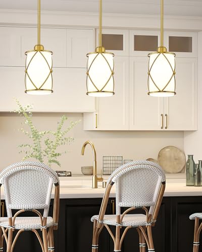 Brushed Gold Pendant Lights Kitchen Island 3 Pack (3 Count)