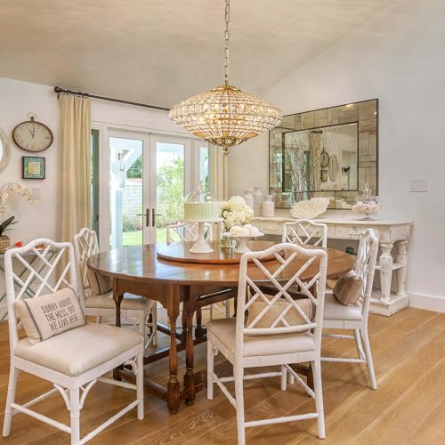 Crystal Chandeliers for Dining Room 18" Vintage Brass Chandelier