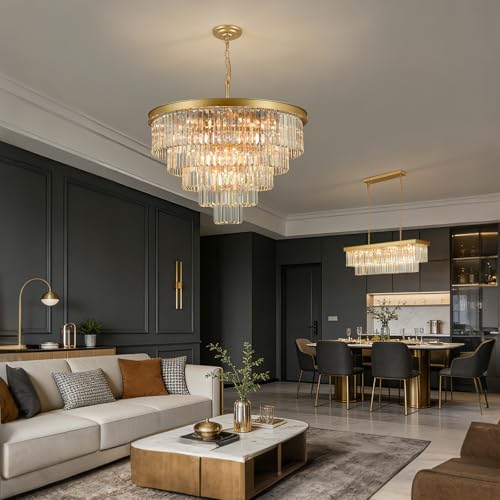 Gold Crystal Chandeliers for Living Room