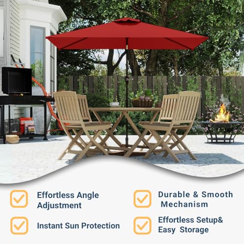 6.5' x 10' Rectangular Patio Umbrella Large Outdoor Market Umbrella w