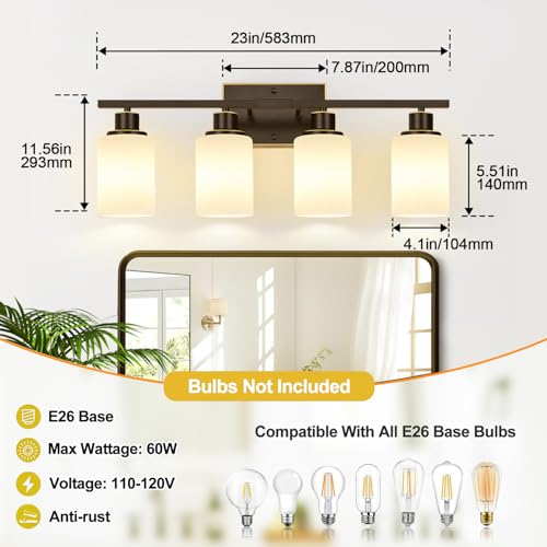 4 Light Bathroom Light Fixtures (4 Count)