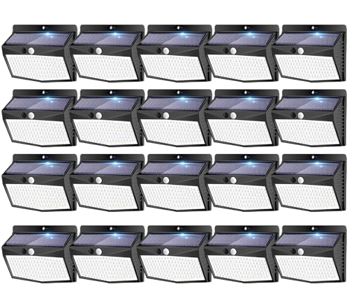 20 Pack Solar Motion Sensor Lights Outdoor Waterproof with 3 Modes (20 Count)