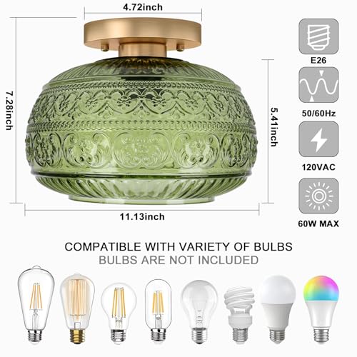 11"Vintage Glod Semi Flush Mount Ceiling light