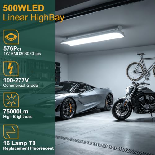 500W LED Linear High Bay Light 75000LM 5000K (12 Count)