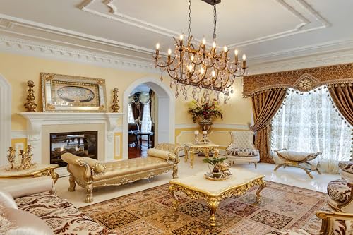 15 Lights Crystal Chandeliers Farmhouse Dining Room Light Fixtures