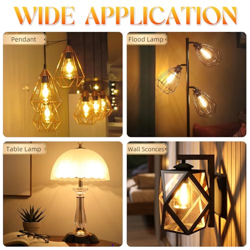 E26 Bulb, Non-Dimmable Edison Bulbs 60 watt LED Equivalent, 2700K Warm White, ST58 Vintage Light Bulbs, 90+ CRI, 6W 600LM, E26 Medium Base, Clear Glass, 24 Pack (24 Count)