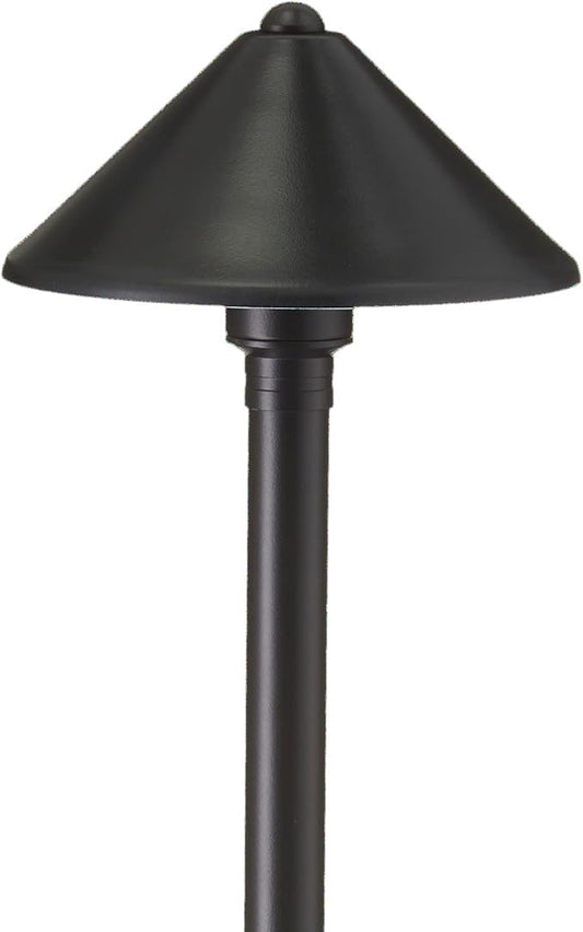VOLT Conehead 12V Black Brass Path Light (7" Shade, 25" Tall) for Low Voltage Landscape Lighting on Outdoor Pathway, Walkway, Garden, Driveway or Patio - Aura Lighting