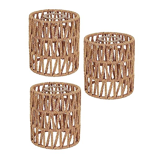 3 Pack Rattan Lamp Shade Small Boho Shades Replacement (3 Count)
