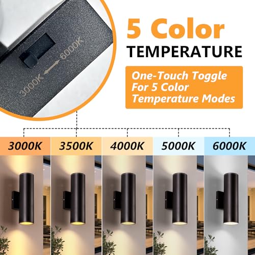 5CCT Dimmable Wall Lights Outdoor 2 Packs