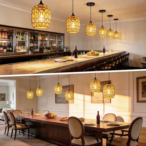 6 Pack Rattan Lamp Shades Boho Hanging Light Lamp Shades