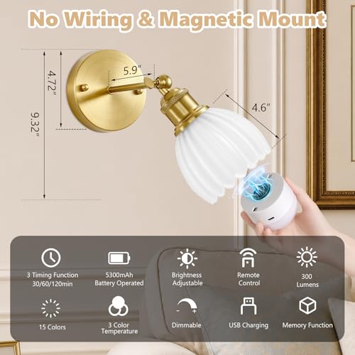 Vintage Battery Operated Wall Sconce (2 Count)