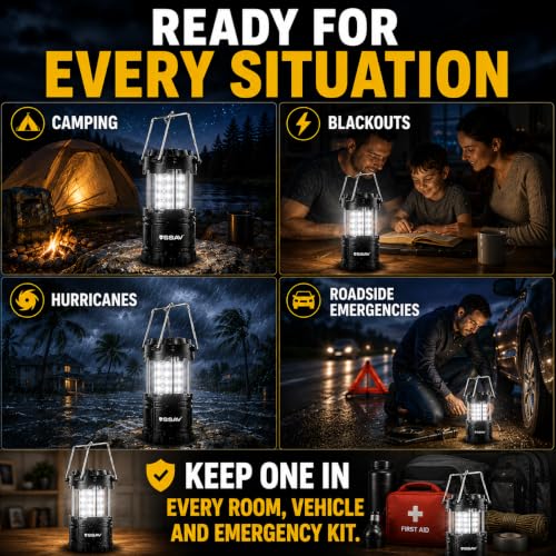2 Pack Battery Powered LED Lanterns with Batteries for Each Lantern (2 Count)