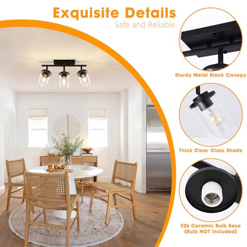 3 Lights Semi Flush Mount Ceiling Light