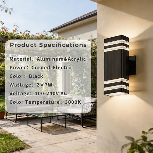 4Packs Square Outdoor Wall Lights (4 Count)