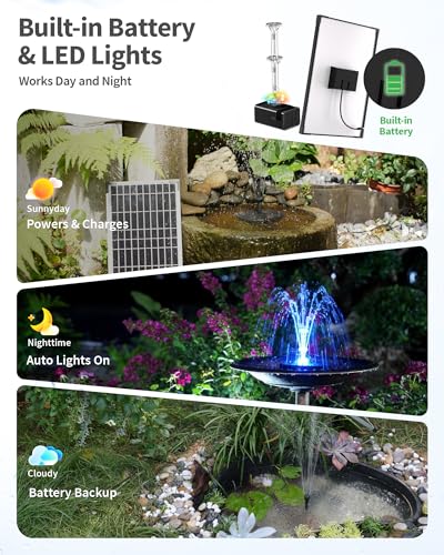 12W Solar Fountain Pump with 4200mAh Battery Backup