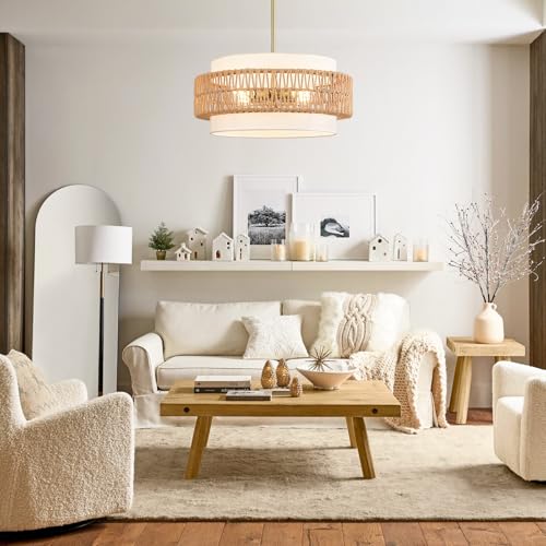 19.7" Rattan Chandelier for Dining Room