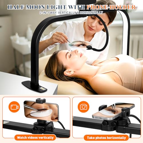 Half Moon Nail Light for Desk with 5X Magnifier & Phone Holder (5 Count)