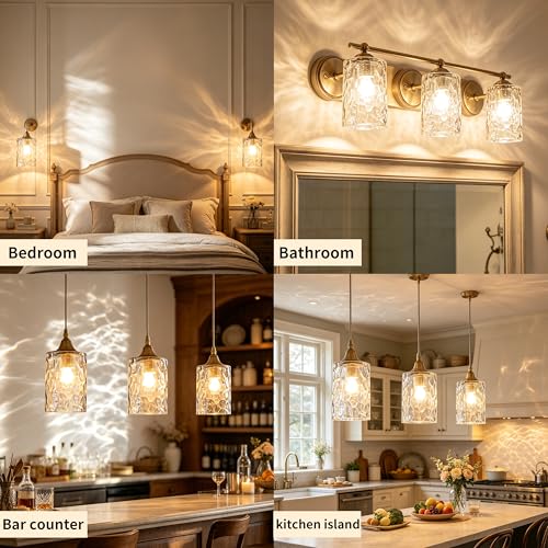 3Pcs Clear Hammered Glass Lamp Shade (3 Count)