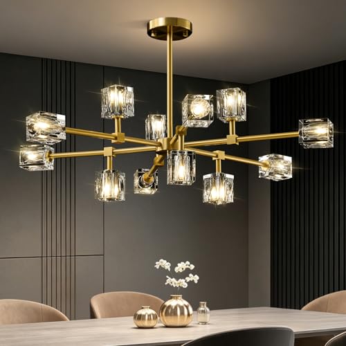 Modern Sputnik Crystal Brass Chandelier