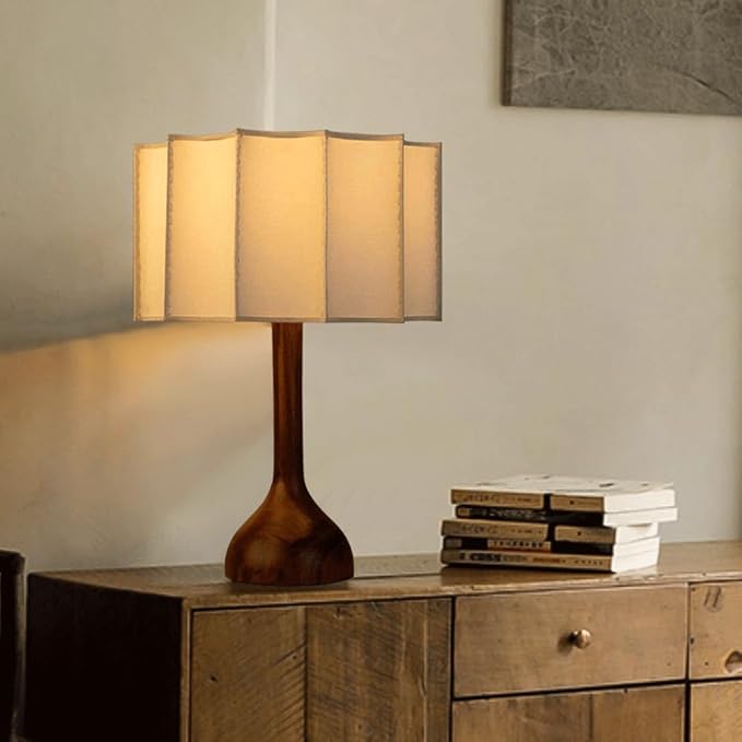 Japanese Style Wabi-sabi Bedroom Study B&B Desk Light French Romantic Wooden Art Handmade White Fabric Desk Lamp Living Room Sofa Beside Decorative Table Lamp Cafe Western Restaurant Lighting Fixture