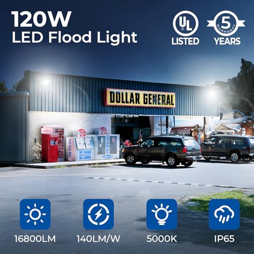 120W 16800LM LED Flood Lights Outdoor (2 Count)