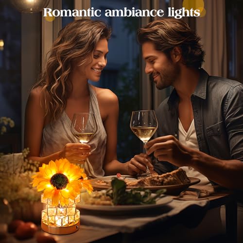 Sunflowers Flower Lamp Cordless Touch Table Lamp Birthday Gifts for Women