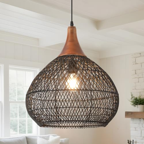 Black Rattan Pendant Light