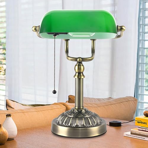 Bankers Desk Lamp with USB