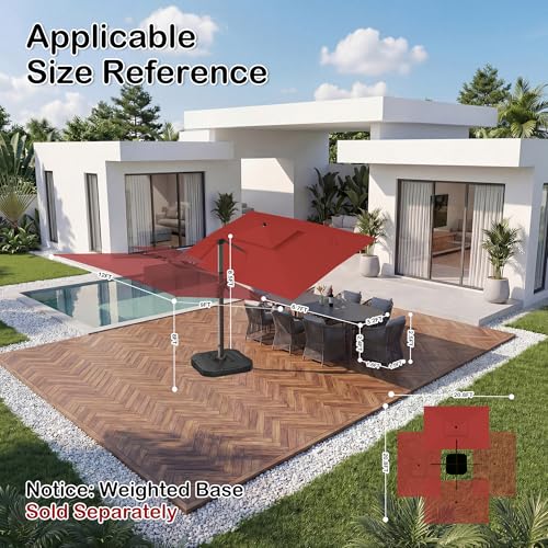 9x12 FT Patio Cantilever Outdoor Offset Umbrella with LED Lights