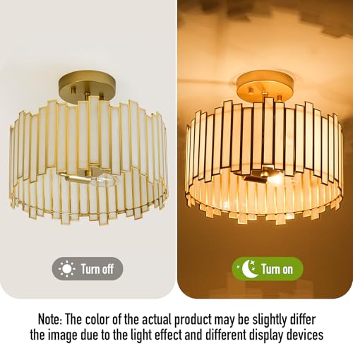 Gold Ceiling Light Fixture Drum Shape
