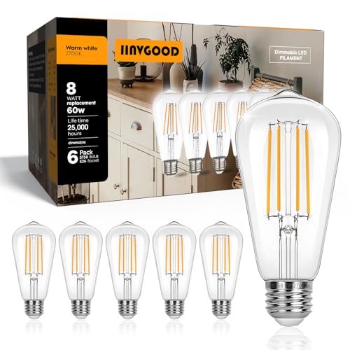8W 800LM Vintage LED Edison Bulbs (6 Count)