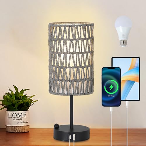 Touch Bedside Lamp For Bedroom with Bulb