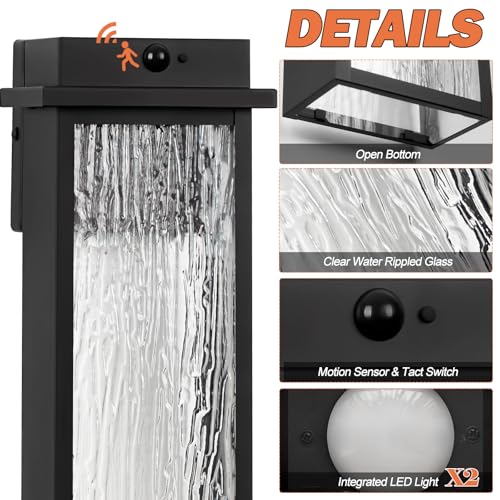 20” Large Motion Sensor Dusk to Dawn Porch Lights Outdoor 2 Pack (2 Count)