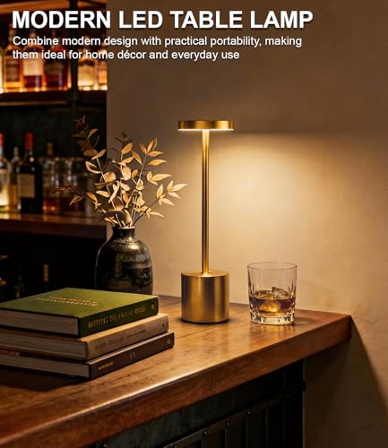 Gold Cordless Table Lamp Set