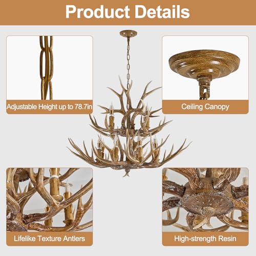 Large 2 Tier Deer Rustic Farmhouse Chandelier