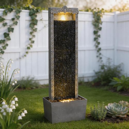 40" Outdoor Water Fountain with Warm LED Lights