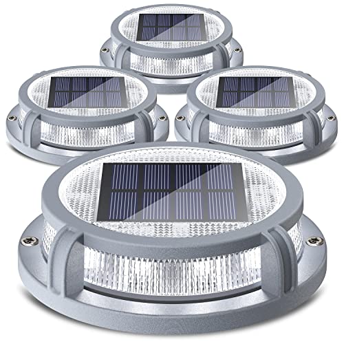 Solar Deck Lights Outdoor 2 Modes 16 LEDs 4 Pack White (4 Count)