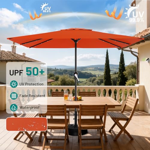 8' X 10' Rectangular Patio Umbrella with Solar Lights