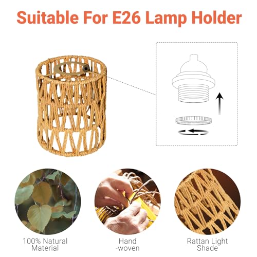 3 Pack Rattan Lamp Shades (3 Count)