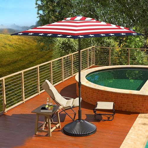 9FT Lyon Outdoor Patio Umbrella Outdoor Table Umbrella with Push Button Tilt and Crank Market Umbrella 6 Sturdy Ribs UV Protection Waterproof for Garden Deck Backyard Pool