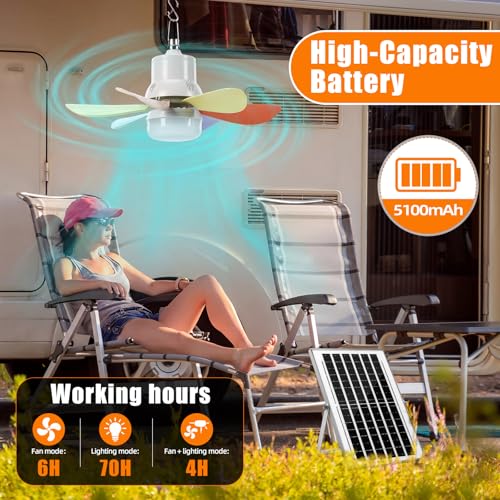 1 Set Solar Powered Ceiling Fan with Light