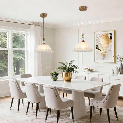 10.6" Milk Glass Vintage Pendant Light for Kitchen Island