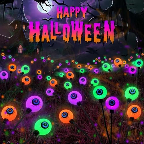 6 Pack Solar Halloween Decorations Outdoor 36 LED Solar Eyeball Lights (6 Count)
