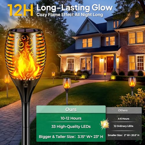 Solar Lights Outdoor Flickering Flame Solar Torch Lights (6 Count)