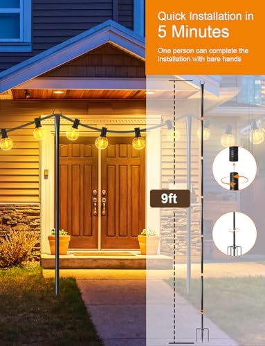 2 Pack String Light Poles for Outside (2 Count)