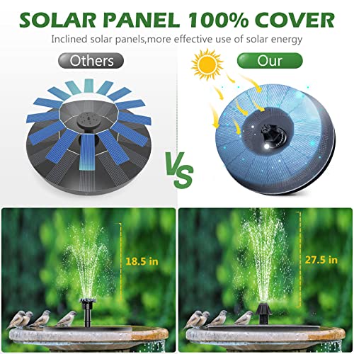 Upgraded Solar Fountain with 4 Easy Install Nozzle and Fixer