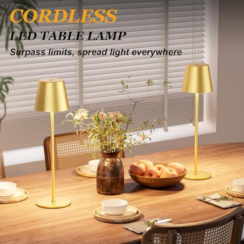 20" Cordless Table Lamp Rechargeable Gold