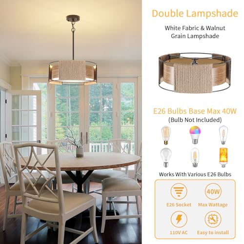 15.74'' Rattan Chandelier Dual
