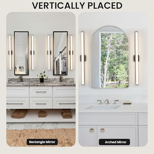 Modern LED Bathroom Vanity Light 48 inch 32W Dimmable 3CCT Bathroom Light Fixture Over Mirror Rectangle Bath Vanity Light Bar with Double Layer Acrylic Shade (48 inch(es))