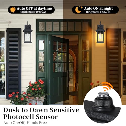 Dusk to Dawn Porch Lights Outdoor (2 Count)
